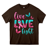 Chocolate Brown Live Love Fight Breast Cancer Heavy Core Tee - texasbilliewilder