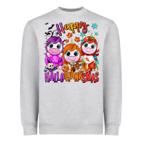 Heather Grey Happy Hallothanksmas unicorns Heavyweight Sweatshirt - NancyCooperArtShop