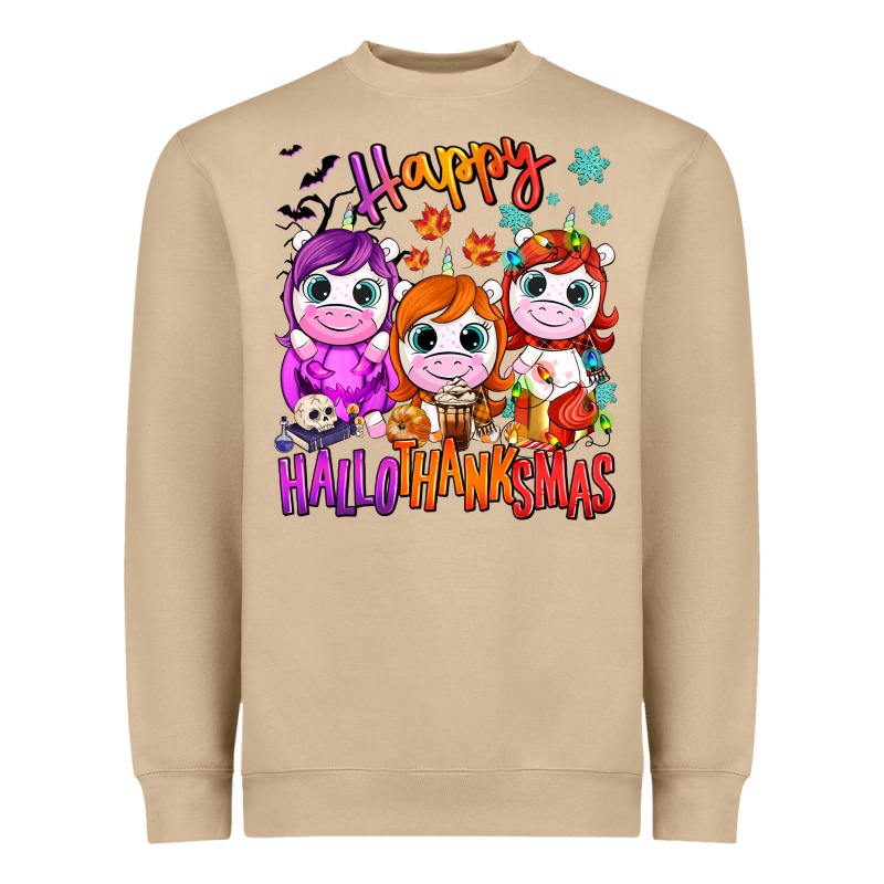 Happy Hallothanksmas Unicorns Heavyweight Sweatshirt by NancyCooperArtShop | Teevron