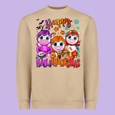 Happy Hallothanksmas Unicorns Heavyweight Sweatshirt Designed By Nancycooperartshop