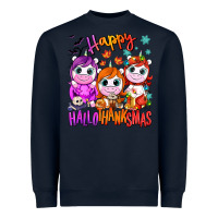 Navy Happy Hallothanksmas unicorns Heavyweight Sweatshirt - NancyCooperArtShop