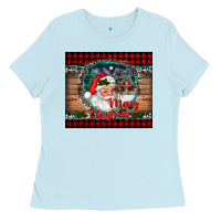 Baby Blue merry christmas santa and farm Ladies Tee - RanaPortraitStore