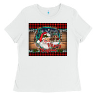 White merry christmas santa and farm Ladies Tee - RanaPortraitStore