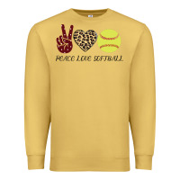 Antique Gold Peace Love Softball Premium Sweatshirt - Bettercallsaul