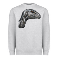 Heather Grey Velociraptor Face Heavyweight Sweatshirt - LillyAllenDesigns