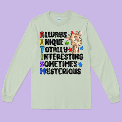 Always Unique Autism Long Sleeve Tee Designed By Maliassmallbusiness