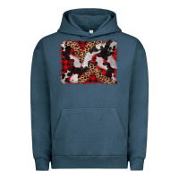 Pigment Midnight Navy cowhide buffalo plaid leopad background Urban Hoodie - CowCowDesign