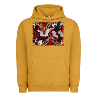 Pigment Peanut Butter cowhide buffalo plaid leopad background Urban Hoodie - CowCowDesign