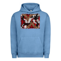Pigment Pebble Blue cowhide buffalo plaid leopad background Urban Hoodie - CowCowDesign