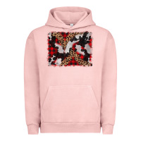 Pigment Salmon cowhide buffalo plaid leopad background Urban Hoodie - CowCowDesign