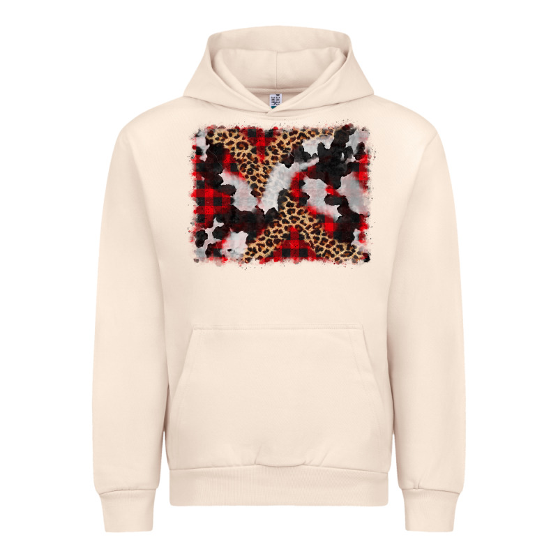 Cowhide Buffalo Plaid Leopad Background Urban Hoodie by CowCowDesign | Teevron