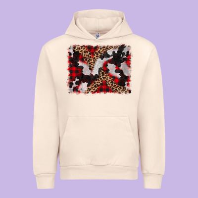 Cowhide Buffalo Plaid Leopad Background Urban Hoodie Designed By Cowcowdesign