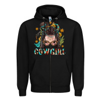 Black Western Cowgirl Braid Hair Zipper Hoodie - BundleAndBundleShop