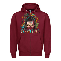 Burgundy Western Cowgirl Braid Hair Zipper Hoodie - BundleAndBundleShop