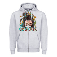 Heather Grey Western Cowgirl Braid Hair Zipper Hoodie - BundleAndBundleShop