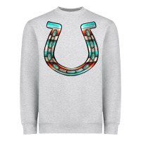 Heather Grey serape turquoise horseshoe Heavyweight Sweatshirt - Jasminsmagicworld
