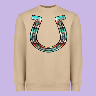 Serape Turquoise Horseshoe Heavyweight Sweatshirt Designed By Jasminsmagicworld