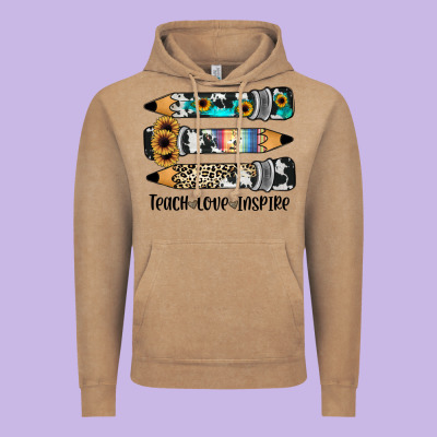 Western Pencils Teach Love Inspire Vintage Hoodie Designed By Jahusdesignshop