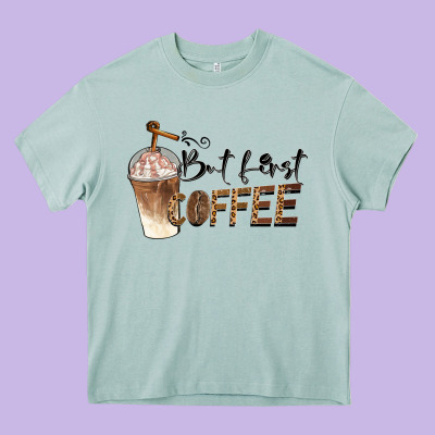 But First Coffee Heavy Core Tee Designed By Barkaloodesign