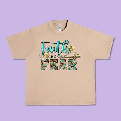 Faith Over Fear With Cross Urban Heavy Tee Designed By Barkaloodesign