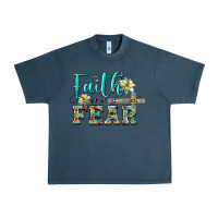 Midnight Navy faith over fear with cross Urban Heavy Tee - BarkalooDesign