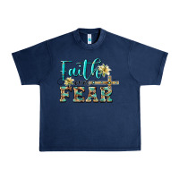 Navy faith over fear with cross Urban Heavy Tee - BarkalooDesign