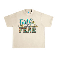 Sandshell faith over fear with cross Urban Heavy Tee - BarkalooDesign