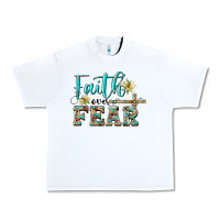 White faith over fear with cross Urban Heavy Tee - BarkalooDesign
