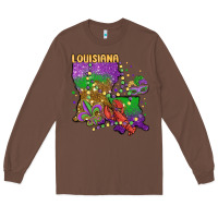 Chestnut mardi gras louisiana map Long Sleeve Tee - MaliasSmallBusiness