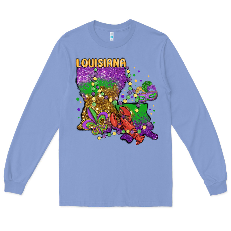 Mardi Gras Louisiana Map Long Sleeve Tee by MaliasSmallBusiness | Teevron