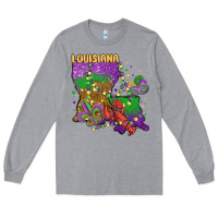 Heather Grey mardi gras louisiana map Long Sleeve Tee - MaliasSmallBusiness