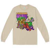 Mushroom mardi gras louisiana map Long Sleeve Tee - MaliasSmallBusiness