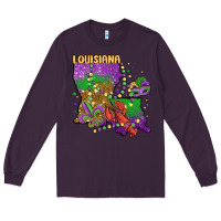 Plum mardi gras louisiana map Long Sleeve Tee - MaliasSmallBusiness