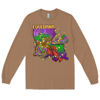 Toasted Coconut mardi gras louisiana map Long Sleeve Tee - MaliasSmallBusiness