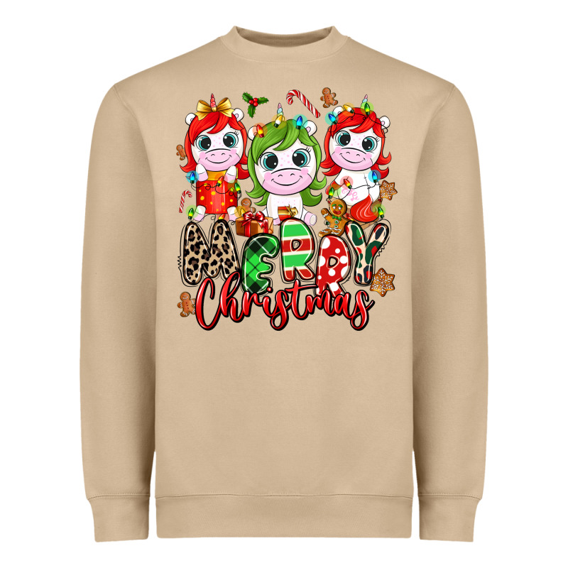 Merry Christmas Unicorns Heavyweight Sweatshirt by NancyCooperArtShop | Teevron