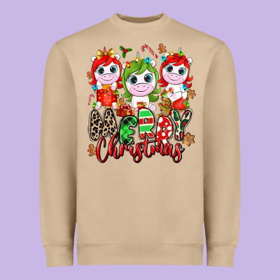 Merry Christmas Unicorns Heavyweight Sweatshirt Designed By Nancycooperartshop