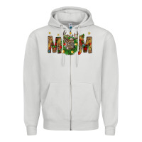 Dove Grey Western Mom With Reindeer Zipper Hoodie - BundleAndBundleShop