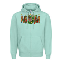 Seafoam Western Mom With Reindeer Zipper Hoodie - BundleAndBundleShop