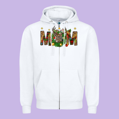 Western Mom With Reindeer Zipper Hoodie Designed By Bundleandbundleshop