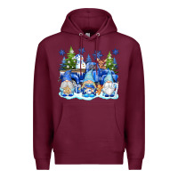 Burgundy snow gnome truck Premium Hoodie - texasbilliewilder