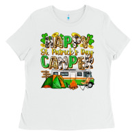 White happy st. patrick's day camper Ladies Tee - Zillion Design Studio