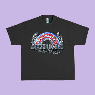 American Rainbow Urban Heavy Tee Designed By Nancycooperartshop