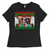 Black merry christmas heifers Ladies Tee - RanaPortraitStore