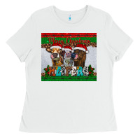 White merry christmas heifers Ladies Tee - RanaPortraitStore
