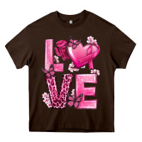 Chocolate Brown Love Cancer with Heart Heavy Core Tee - texasbilliewilder