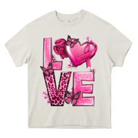 Cream Love Cancer with Heart Heavy Core Tee - texasbilliewilder