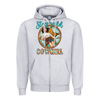 Heather Grey Western Stay Wild Cowgirl Zipper Hoodie - BundleAndBundleShop