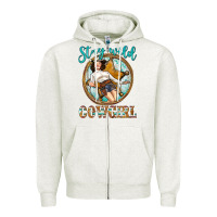 Oatmeal Heather Western Stay Wild Cowgirl Zipper Hoodie - BundleAndBundleShop