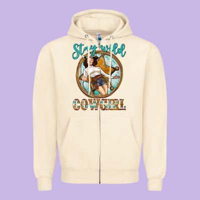 Western Stay Wild Cowgirl Zipper Hoodie Designed By Bundleandbundleshop
