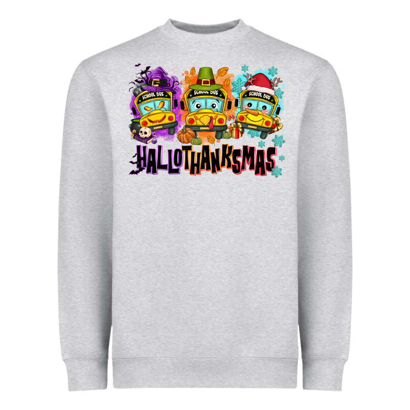 Happy Hallothanksmas School Bus Heavyweight Sweatshirt by NancyCooperArtShop | Teevron